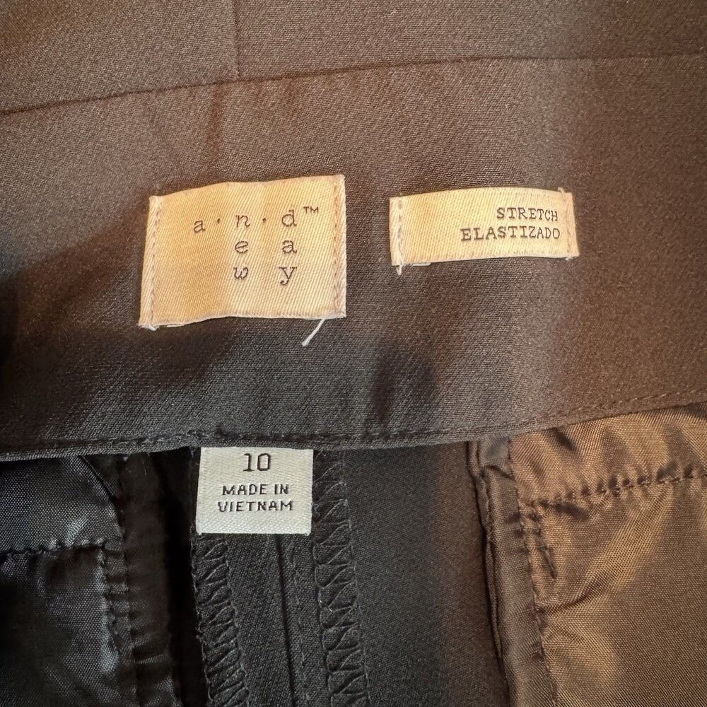 And Easy Wide Leg Cropped Pants Black Stretch Minimalist Preppy Workwear Size 10 - Picture 7 of 11